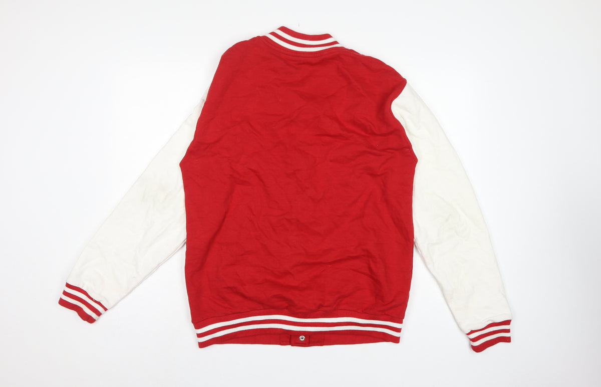 Brand and care label for Stars & Stripes Men’s Red White L Varsity Snap Sweatshirt Jacket