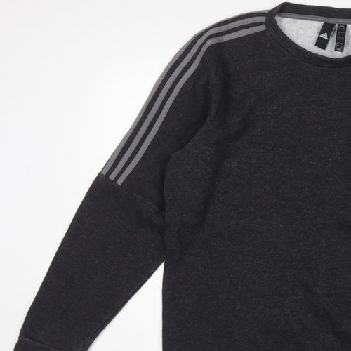 Adidas Men’s Black L 3 Stripe Logo Crew Neck Pullover Sweatshirt