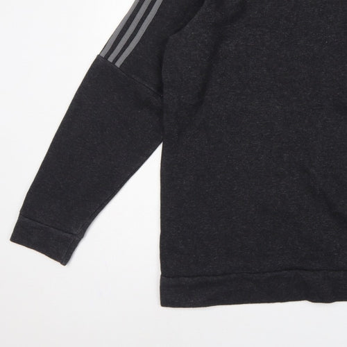 Adidas Men’s Black L 3 Stripe Logo Crew Neck Pullover Sweatshirt
