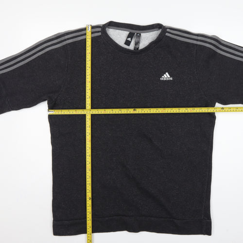 Adidas Men’s Black L 3 Stripe Logo Crew Neck Pullover Sweatshirt