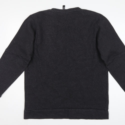 Adidas Men’s Black L 3 Stripe Logo Crew Neck Pullover Sweatshirt