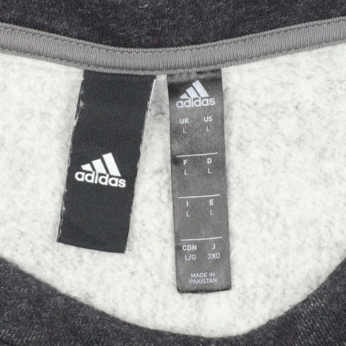 Adidas Men’s Black L 3 Stripe Logo Crew Neck Pullover Sweatshirt