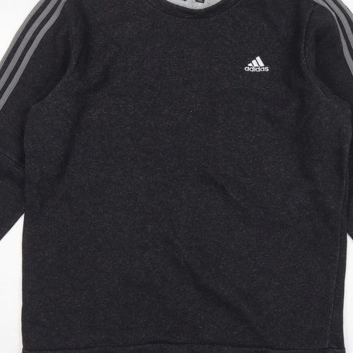 Adidas Men’s Black L 3 Stripe Logo Crew Neck Pullover Sweatshirt