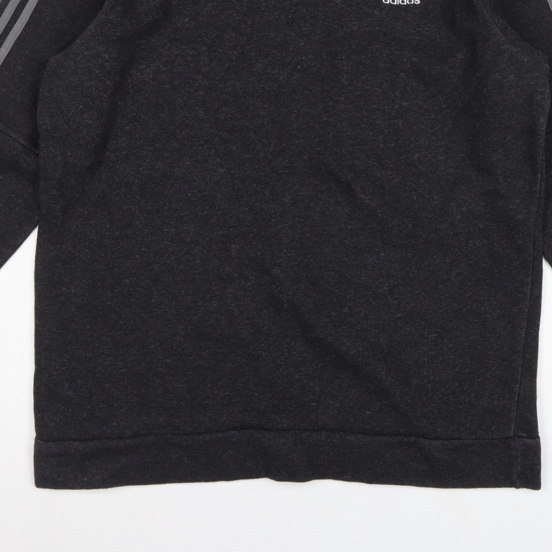 Adidas Men’s Black L 3 Stripe Logo Crew Neck Pullover Sweatshirt
