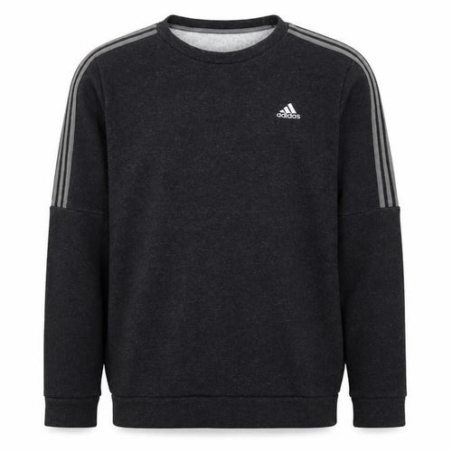 Adidas Men’s Black L 3 Stripe Logo Crew Neck Pullover Sweatshirt