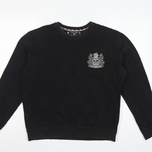 Aquascutum London Men’s Black L Crew Neck Embroidered Crest Sweatshirt