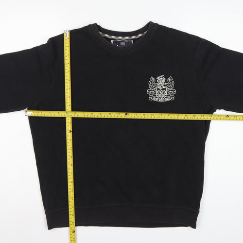 Aquascutum London Men’s Black L Crew Neck Embroidered Crest Sweatshirt