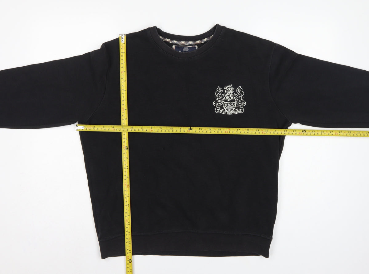 Aquascutum London Men’s Black L Crew Neck Embroidered Crest Sweatshirt