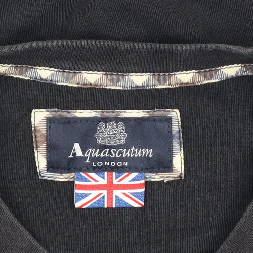 Aquascutum London Men’s Black L Crew Neck Embroidered Crest Sweatshirt