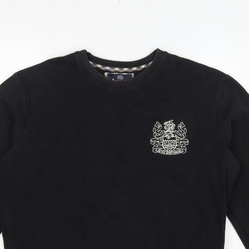 Aquascutum London Men’s Black L Crew Neck Embroidered Crest Sweatshirt