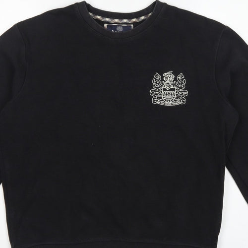 Aquascutum London Men’s Black L Crew Neck Embroidered Crest Sweatshirt