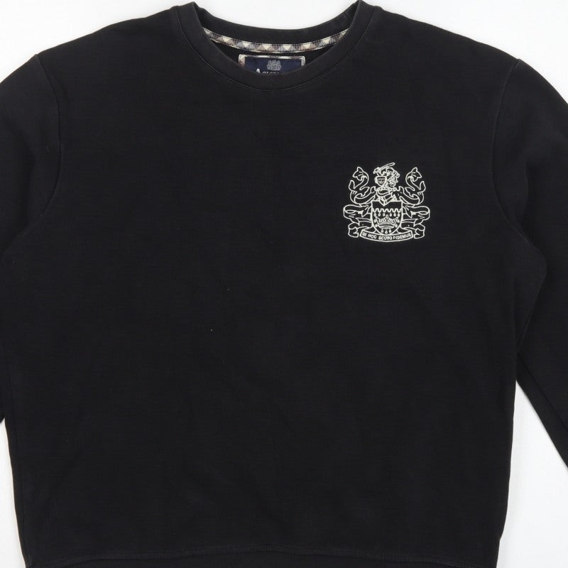Aquascutum London Men’s Black L Crew Neck Embroidered Crest Sweatshirt