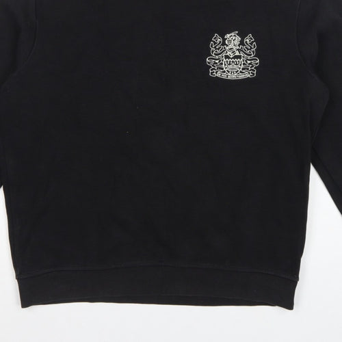 Aquascutum London Men’s Black L Crew Neck Embroidered Crest Sweatshirt