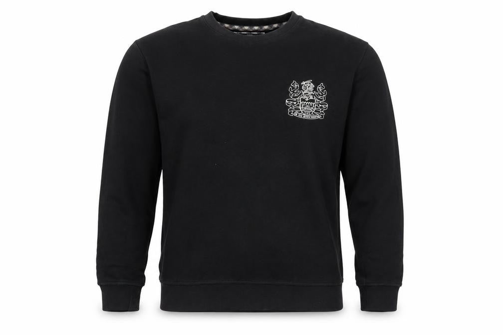 Aquascutum London Men’s Black L Crew Neck Embroidered Crest Sweatshirt