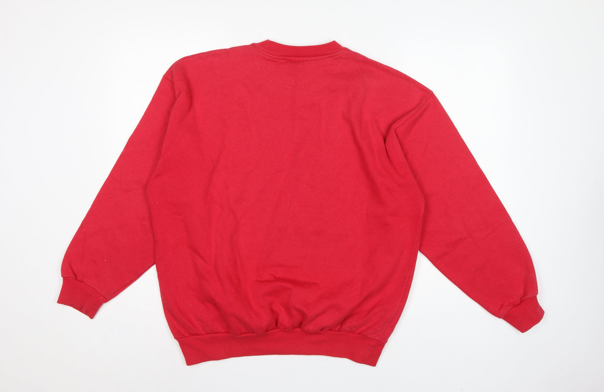 Brand and care label for Glenmuir Men's Red M Pullover Sweatshirt Wimbledon Park Golf Club