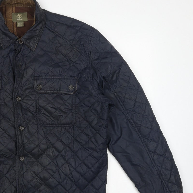 Timberland Men’s Navy L Quilted Padded Button Front Jacket