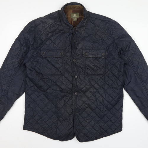 Timberland Men’s Navy L Quilted Padded Button Front Jacket