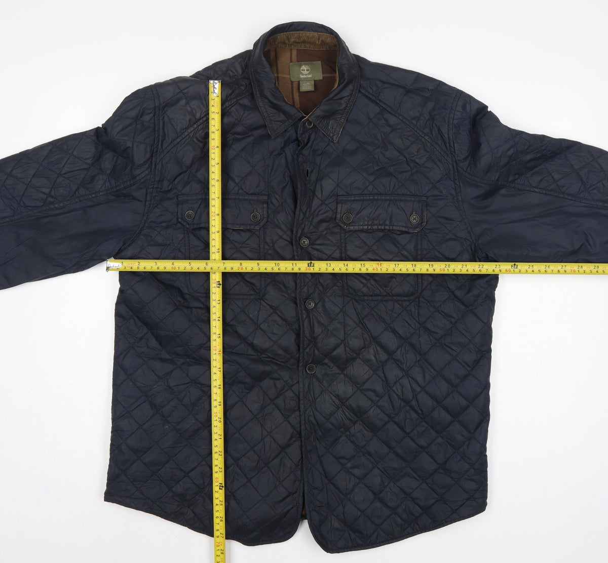 Timberland Men’s Navy L Quilted Padded Button Front Jacket
