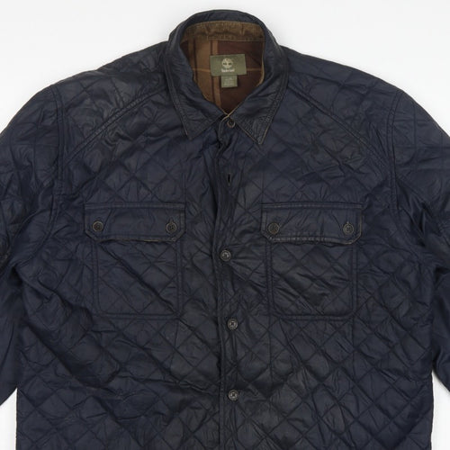 Timberland Men’s Navy L Quilted Padded Button Front Jacket
