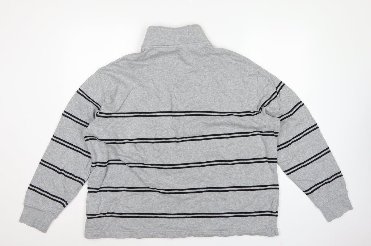 Brand and care label for Marks & Spencer Men Grey 2XL Pullover 1/4 Zip Striped Sweatshirt