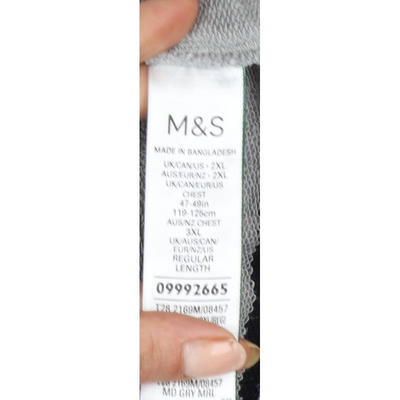 Additional view of Marks & Spencer Men Grey 2XL Pullover 1/4 Zip Striped Sweatshirt