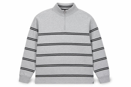 Marks & Spencer Men Grey 2XL Pullover 1/4 Zip Striped Sweatshirt