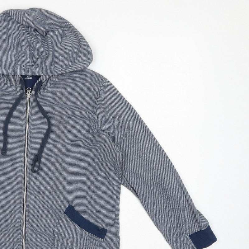 Additional view of GAP Teens Blue Striped Full Zip Hooded Sweatshirt, size 6, Pockets