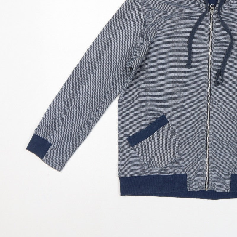 Additional view of GAP Teens Blue Striped Full Zip Hooded Sweatshirt, size 6, Pockets