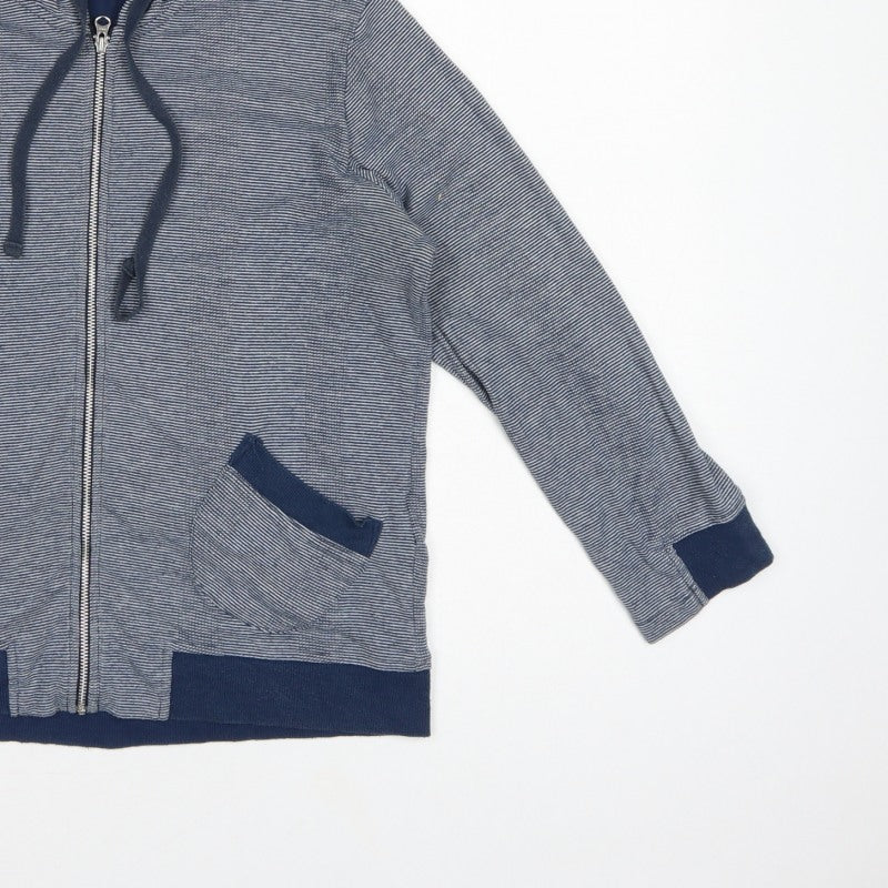 Additional view of GAP Teens Blue Striped Full Zip Hooded Sweatshirt, size 6, Pockets