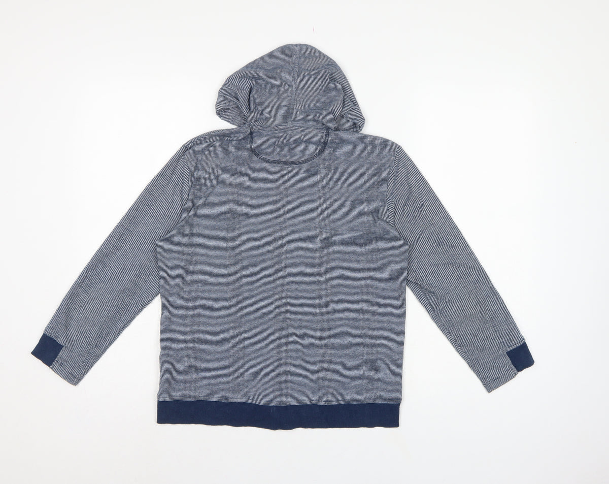 Brand and care label for GAP Teens Blue Striped Full Zip Hooded Sweatshirt, size 6, Pockets