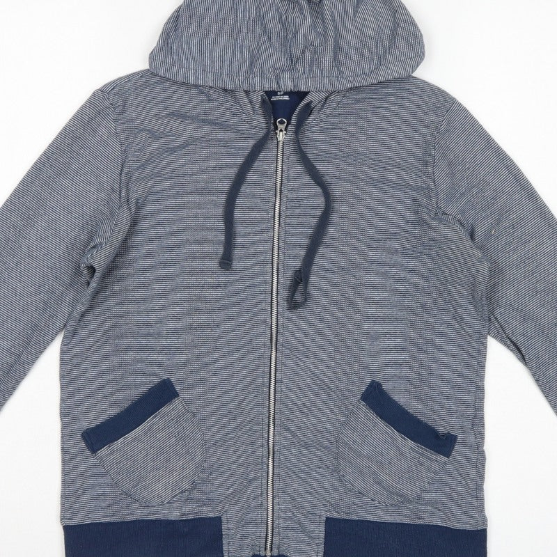 Additional view of GAP Teens Blue Striped Full Zip Hooded Sweatshirt, size 6, Pockets