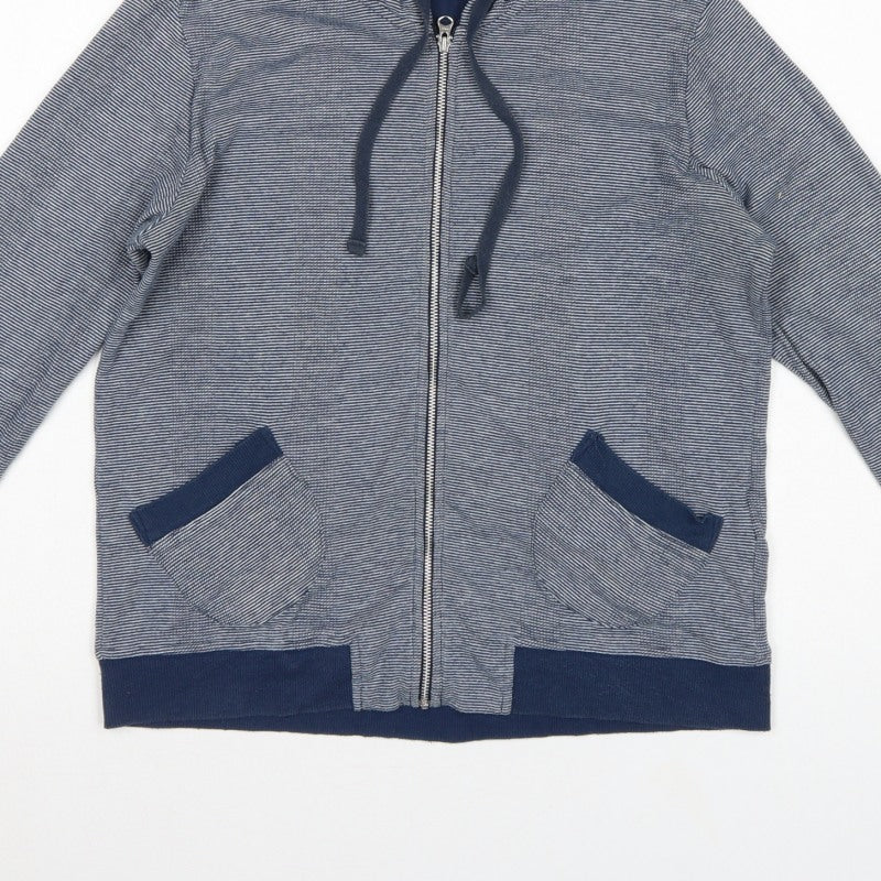 Additional view of GAP Teens Blue Striped Full Zip Hooded Sweatshirt, size 6, Pockets