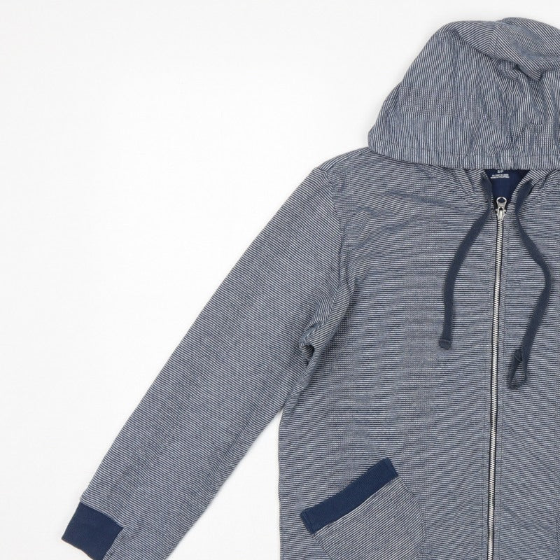 Additional view of GAP Teens Blue Striped Full Zip Hooded Sweatshirt, size 6, Pockets