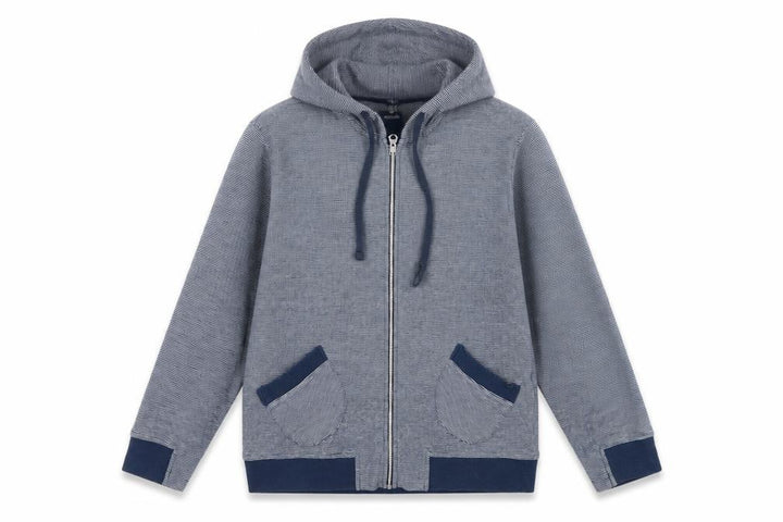 GAP Teens Blue Striped Full Zip Hooded Sweatshirt Size 6 Pockets