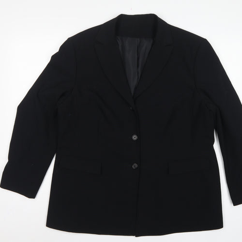 Anne Brooks Women Black Petite UK 18 3 Button Lined Blazer Jacket