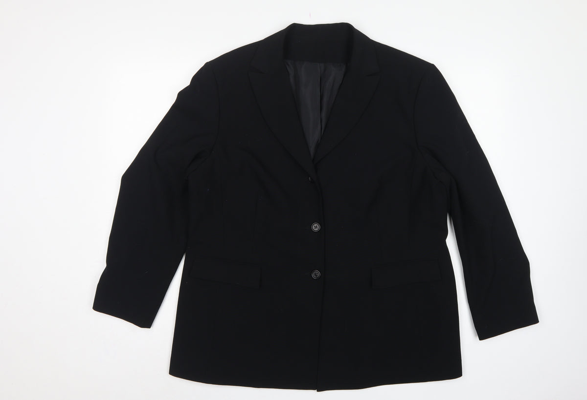 Anne Brooks Women Black Petite UK 18 3 Button Lined Blazer Jacket