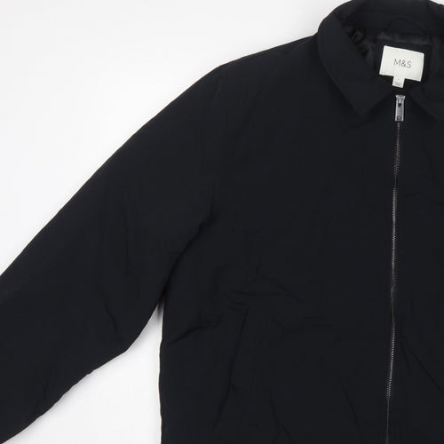Marks and Spencer Men Black L Padded Full Zip Basic Jacket