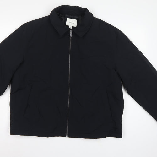 Marks and Spencer Men Black L Padded Full Zip Basic Jacket