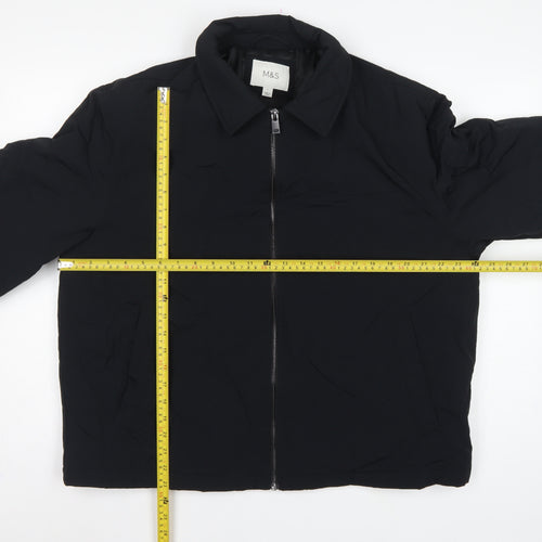 Marks and Spencer Men Black L Padded Full Zip Basic Jacket