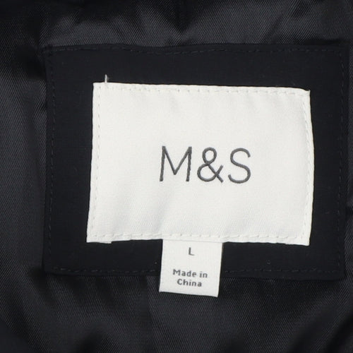 Marks and Spencer Men Black L Padded Full Zip Basic Jacket