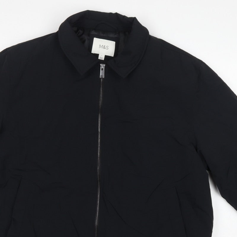 Marks and Spencer Men Black L Padded Full Zip Basic Jacket