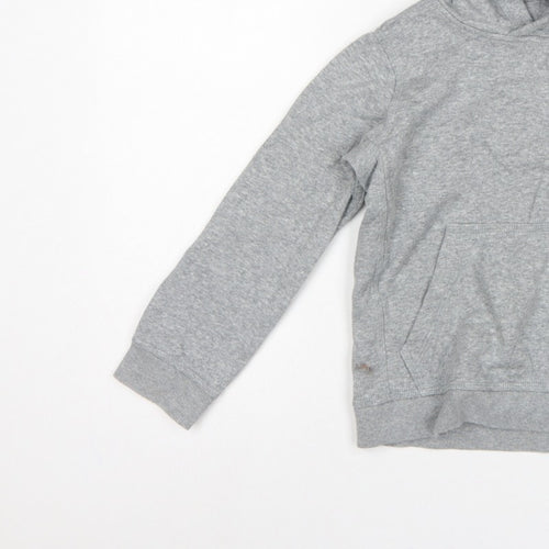 Nike Boys Grey Logo Pullover Hoodie XS 7-8 Years Cotton Blend