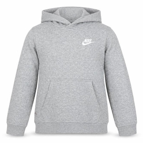 Nike Boys Grey Logo Pullover Hoodie XS 7-8 Years Cotton Blend