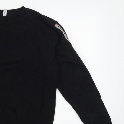 Moschino Men's Black M Logo Tape Crew Neck Pullover Sweatshirt