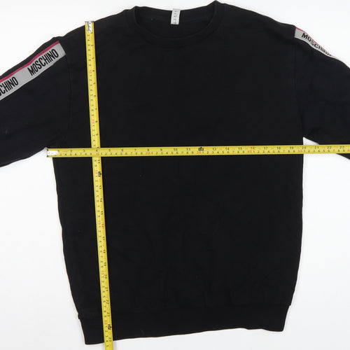 Moschino Men's Black M Logo Tape Crew Neck Pullover Sweatshirt