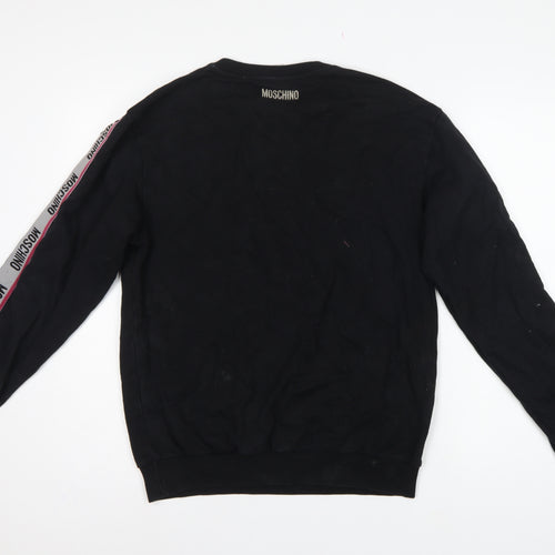 Moschino Men's Black M Logo Tape Crew Neck Pullover Sweatshirt