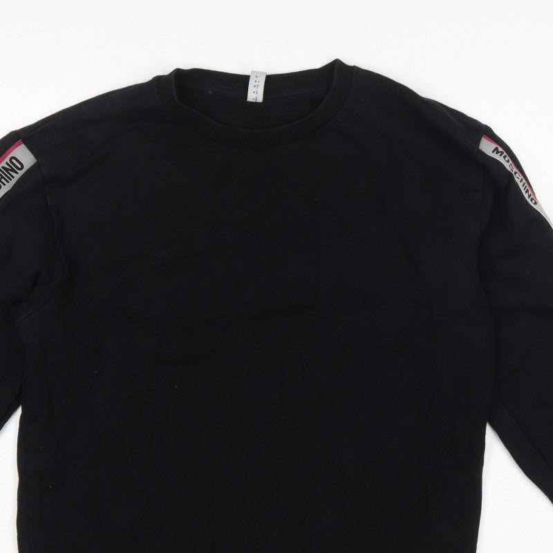 Moschino Men's Black M Logo Tape Crew Neck Pullover Sweatshirt
