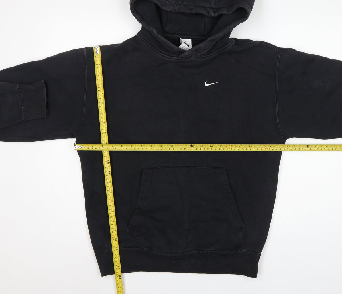 Nike Men’s Black XS Pullover Hoodie Embroidered Logo Kangaroo Pocket