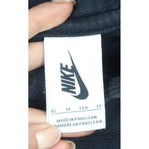 Nike Men’s Black XS Pullover Hoodie Embroidered Logo Kangaroo Pocket