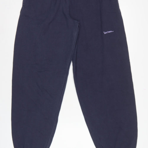 iets frans... Teens Navy Blue M Fleece Jogger Sweatpants Logo